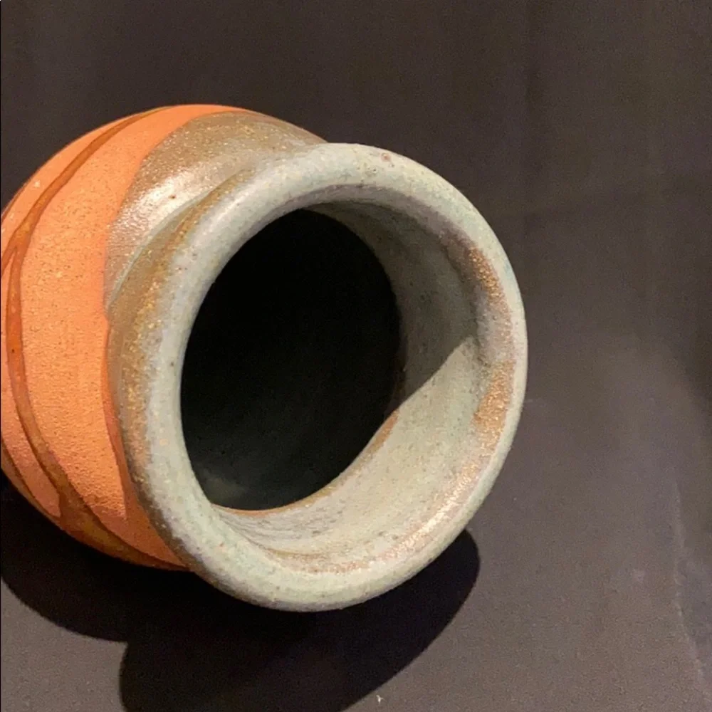 Small Signed Pottery Flower Vase